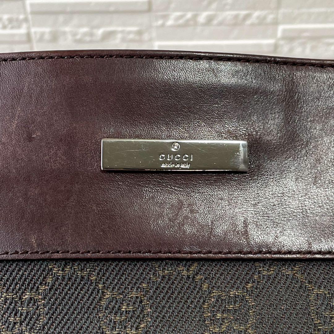 グッチ GGキャンバス × レザー ショルダー バッグ メッセンジャー.