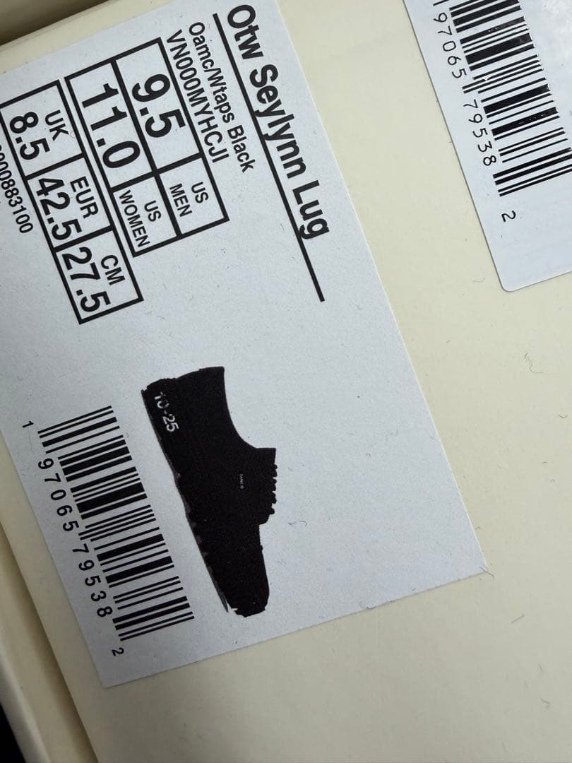 wtaps oamc vans OTW SEYLYNN LUG 27.5cm 黒