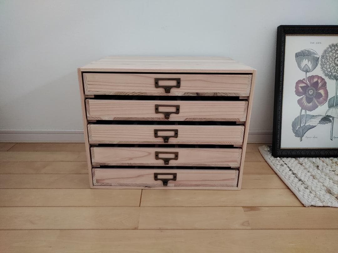 ★送料無料★サイズ変更可能★木製ネームプレート5段70本メガネ収納引き出し無垢材