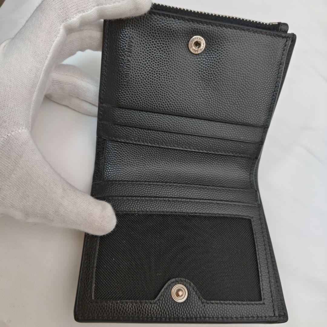 外観美品　saint laurent 折りたたみ財布　ブラック　レザー