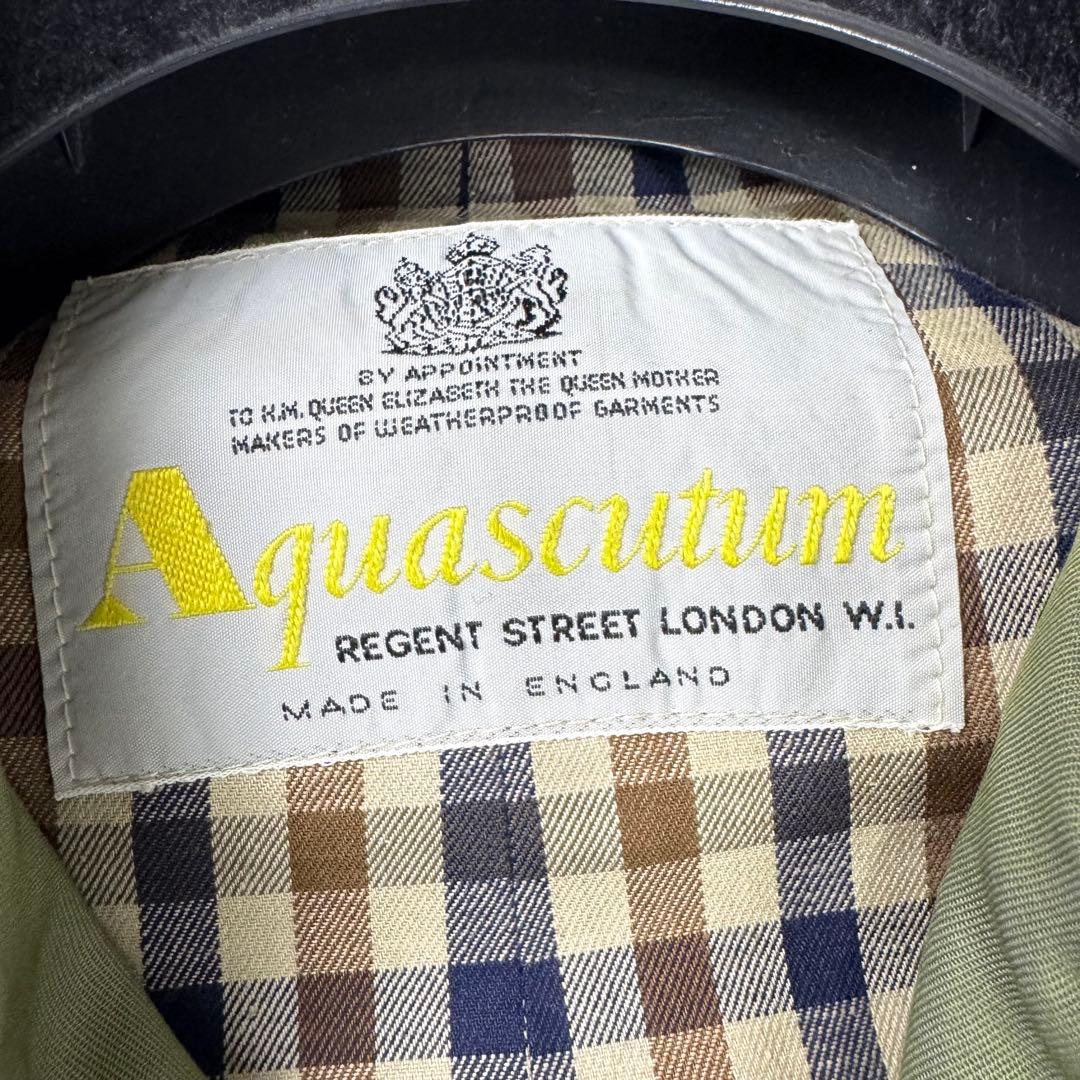 アクアスキュータム アクア5 トレンチコート ダブル ベルト 玉虫色 英国製