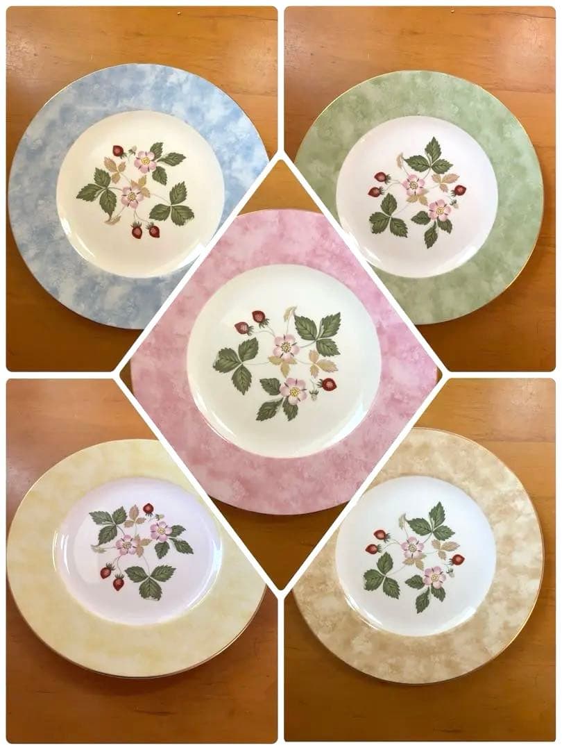 ウエッジウッド ワイルドストロベリー フルリムプレート（5色セット）