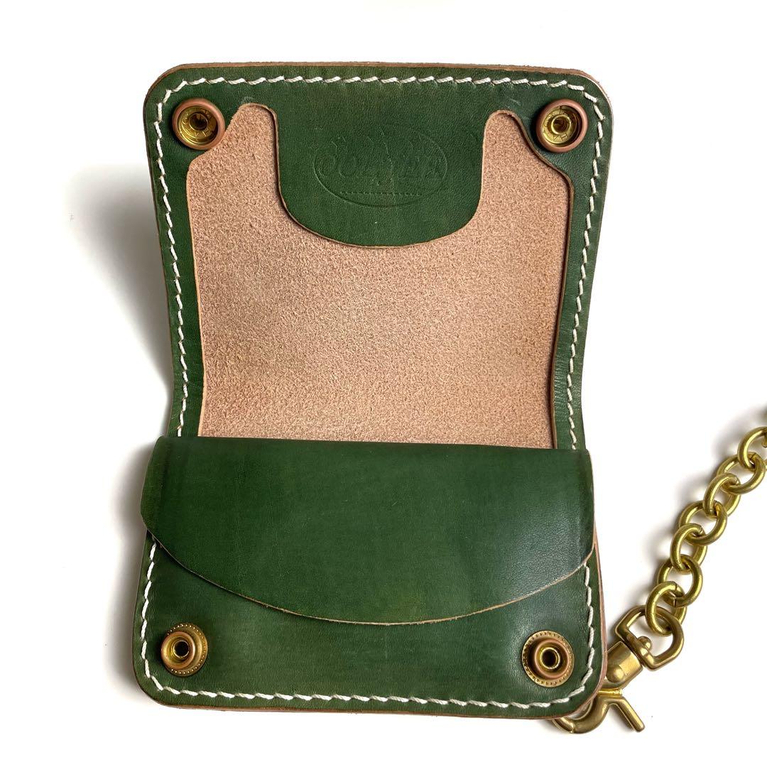 OOLJEE ミドルトラッカーウォレット 2つ折り財布 ウォレットチェーン付き