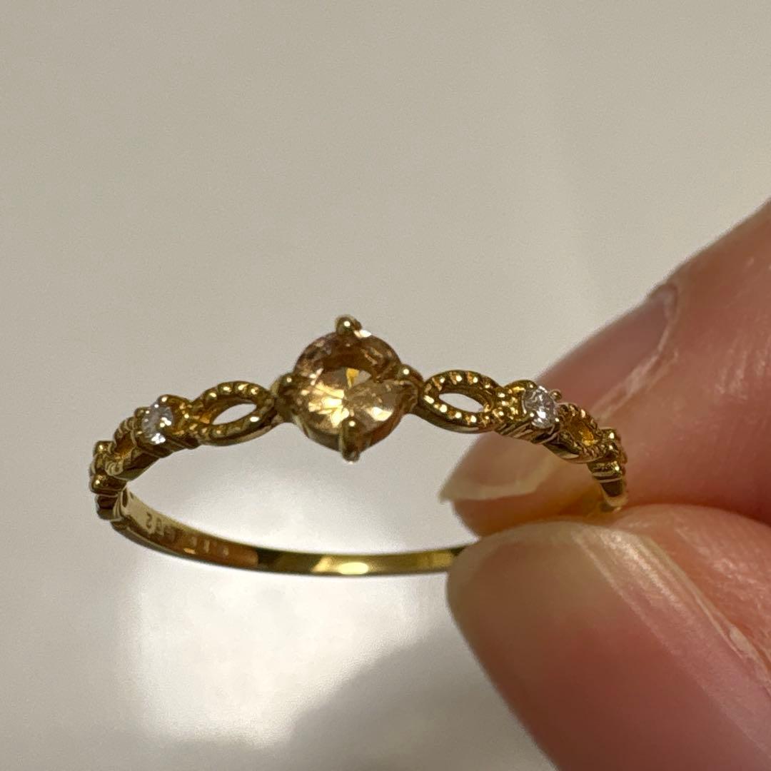 トパーズとダイヤのリング k18 9号