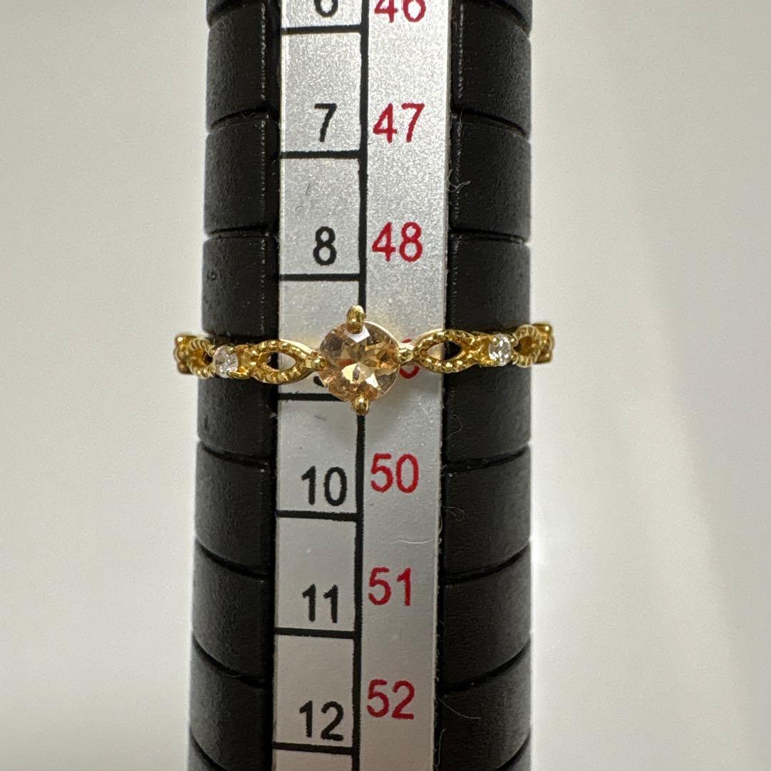 トパーズとダイヤのリング k18 9号