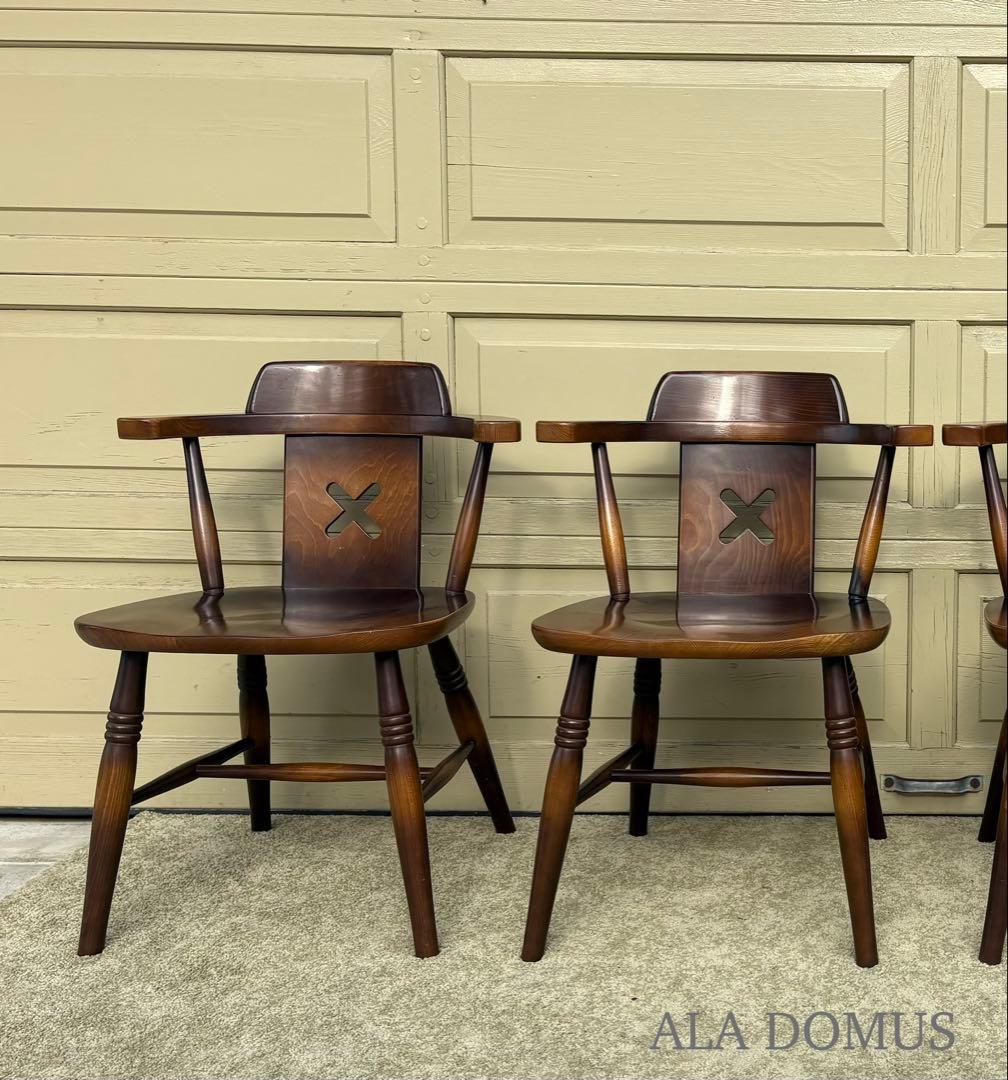 ①飛騨産業 キツツキ ダイニングチェア 2脚セット アームチェア