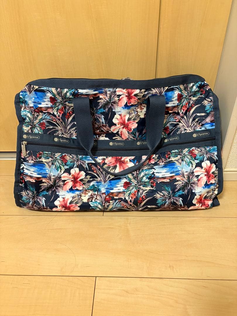 新品・未使用 レスポートサック ボストンバッグ 花柄 ネイビー ウィークエンダー