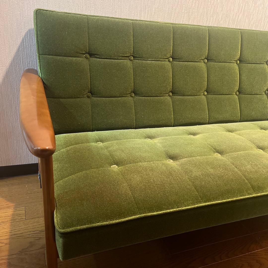 カリモク60 グリーン　ミッドセンチュリー 2人掛けソファ