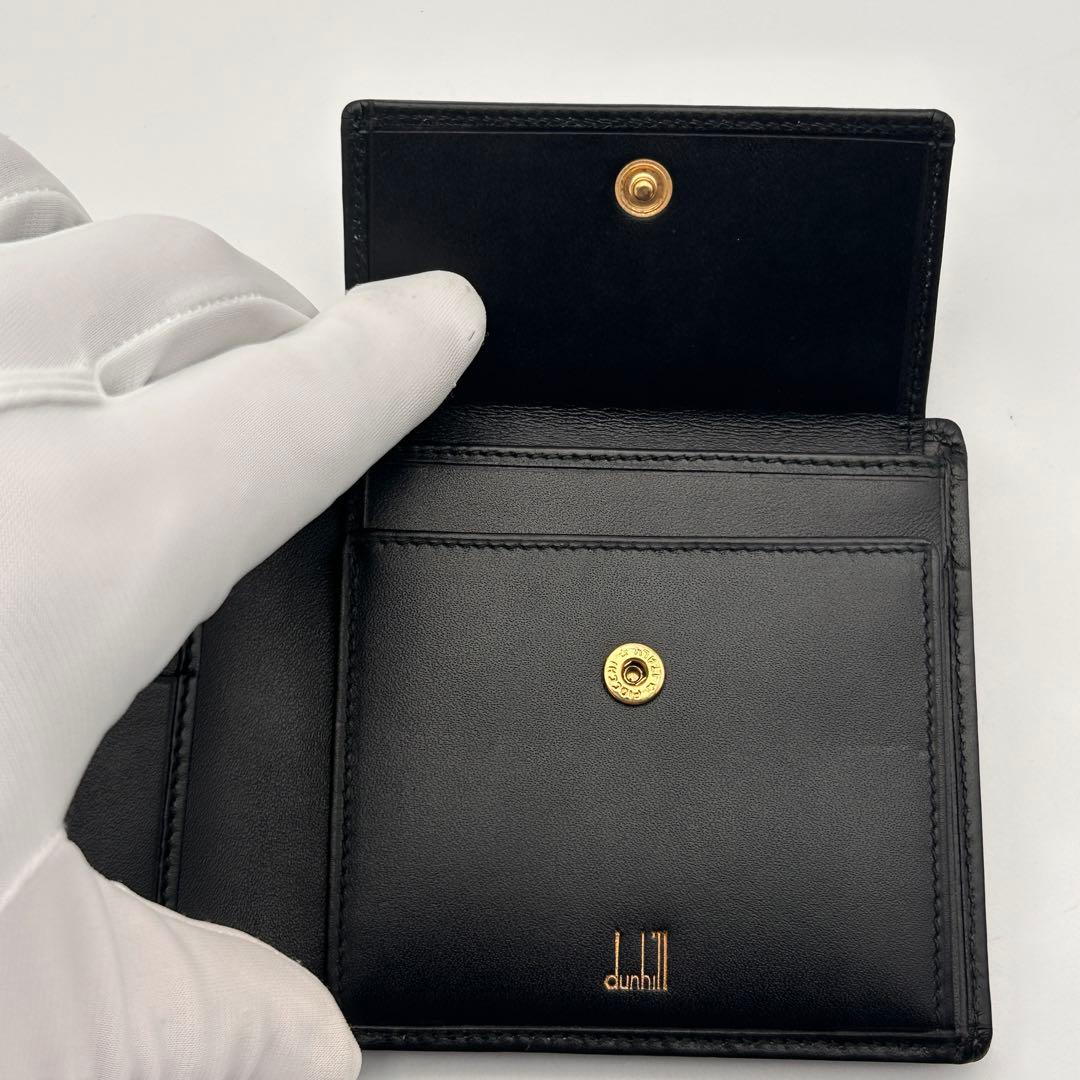 美品 dunhill ダンヒル 二つ折り財布 ブラックレザー 高級