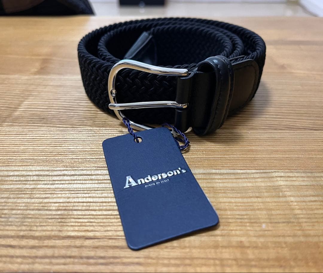 【新品未使用・タグ付き】Anderson's メッシュベルト ブラック 80