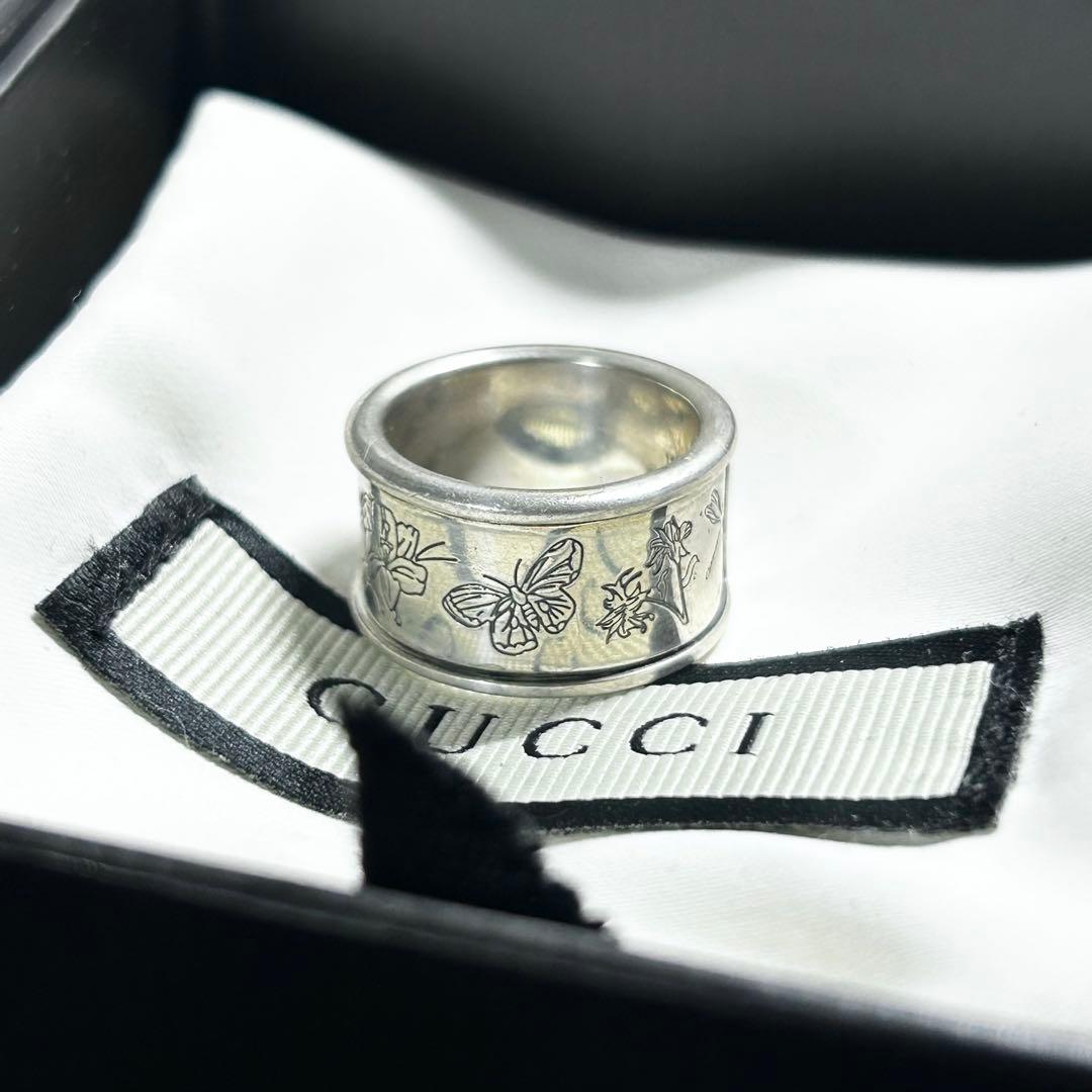 GUCCI グッチ　フローラ　リング　指輪　11号　シルバー　蝶　花