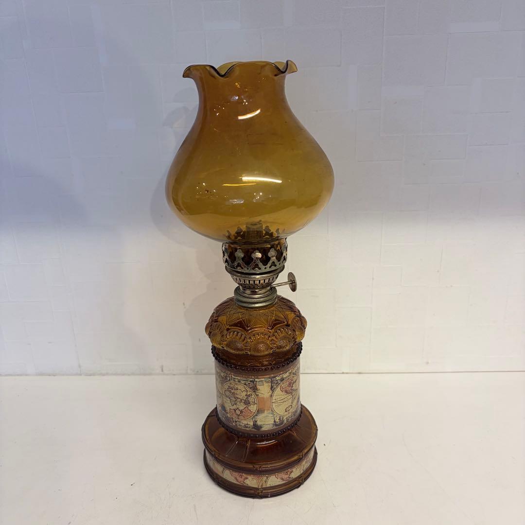 【希少】KIC JAPAN オイルランプ 世界地図 昭和レトロ アンバー