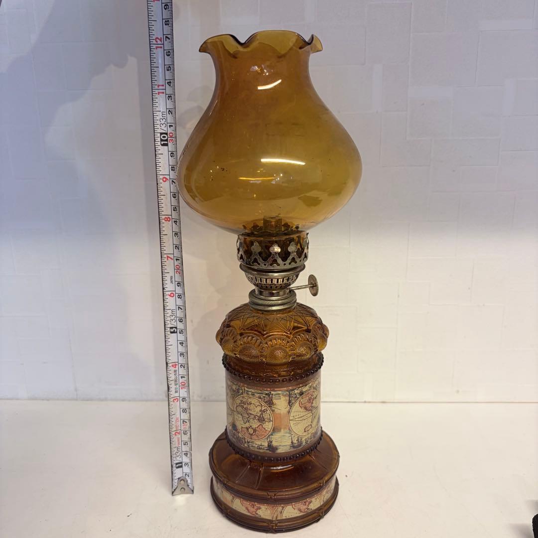 【希少】KIC JAPAN オイルランプ 世界地図 昭和レトロ アンバー