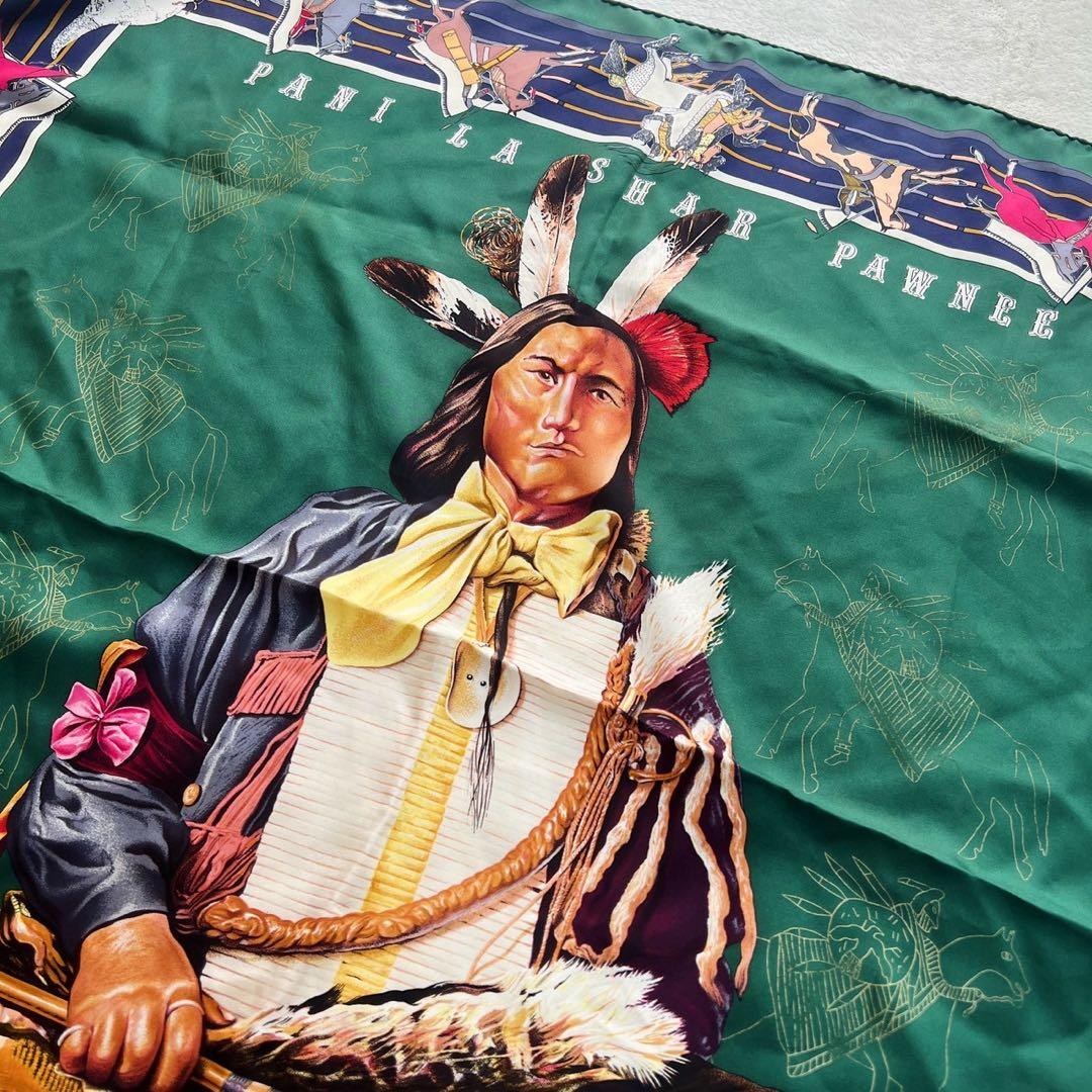 エルメス HERMES カレ90　スカーフ　シルク　パウニー族の首長