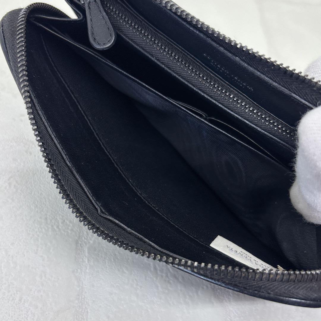 美品✨ボッテガヴェネタ イントレチャート 編み込み レザー 長財布 羊革 黒