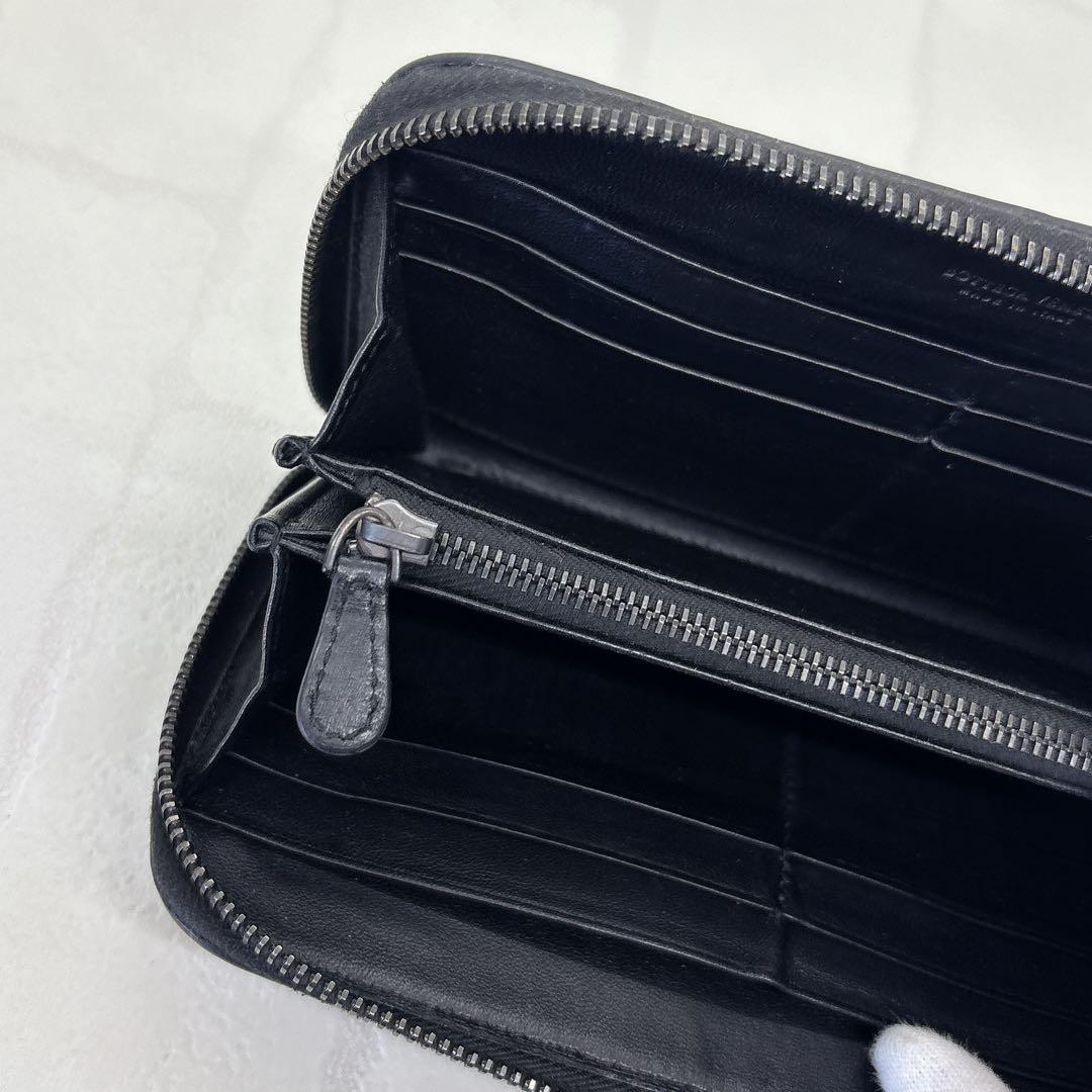 美品✨ボッテガヴェネタ イントレチャート 編み込み レザー 長財布 羊革 黒