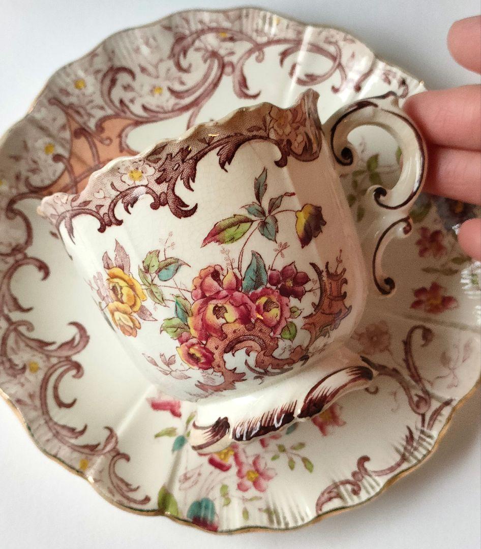 希少　サルグミンヌ　FLEURY　カップ&ソーサー　フランスアンティーク