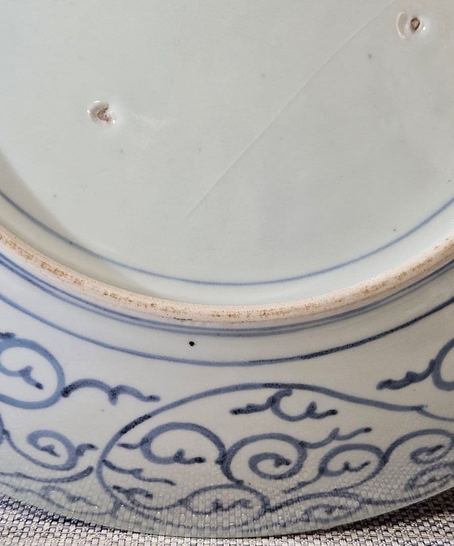 【珍品図変わり❗️】明治時代　古伊万里　錦手　金彩色絵　七福神図　唐草文様　大皿