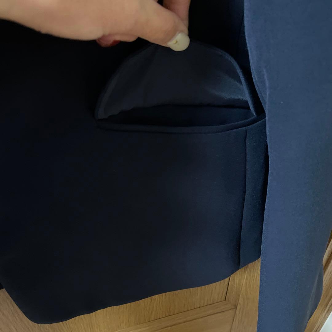 PLSTプラステネイビー パンツスーツ セットアップ　ボウタイブラウス３点セット