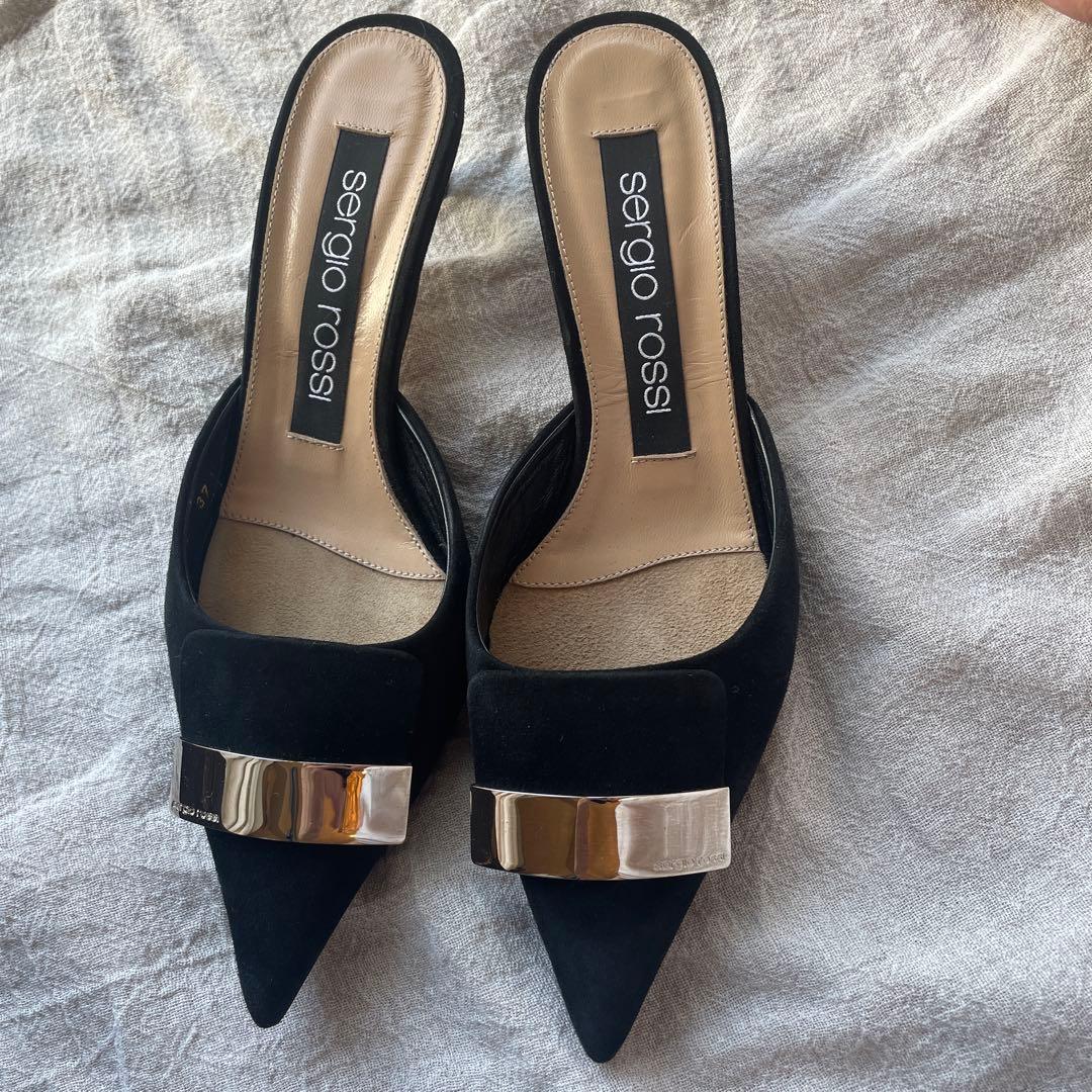 セルジオロッシ SR1 ミュール　パンプス ブラック 23.5cm 黒　37