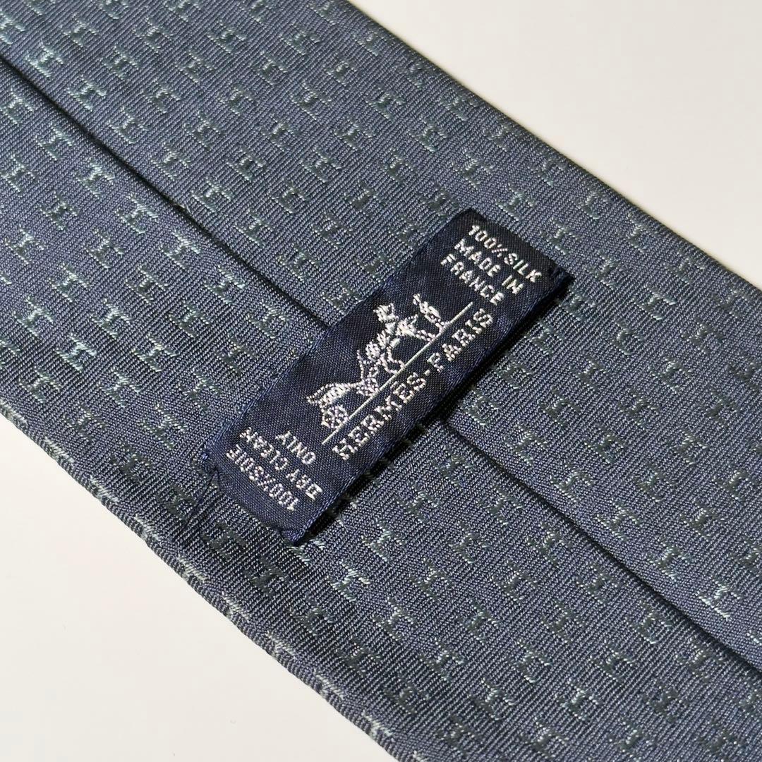【美品】 HERMES エルメス H柄 ファソネ ネクタイ ブルー系