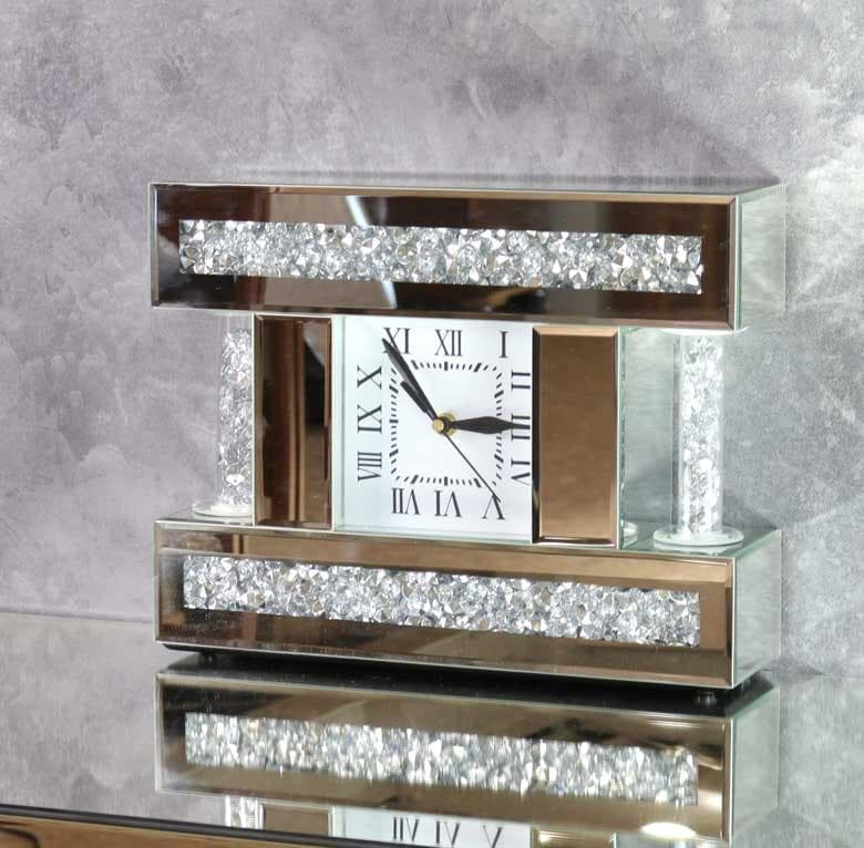 ミラー家具 置き時計 シルバー テーブルクロック  F