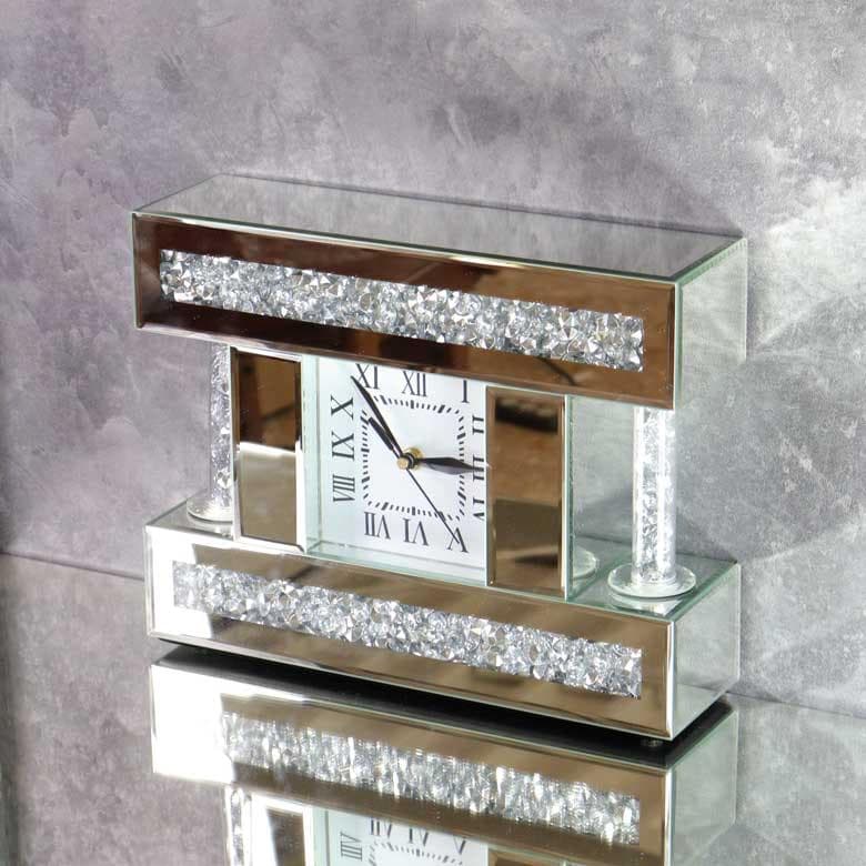 ミラー家具 置き時計 シルバー テーブルクロック  F