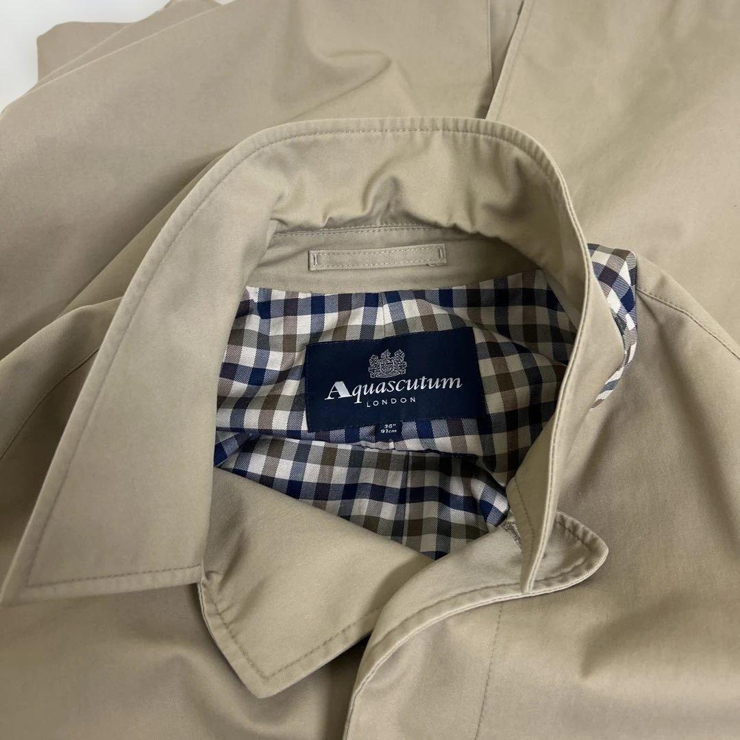 極美品 アクアスキュータム ステンカラーコート チェック ライナー ベージュ