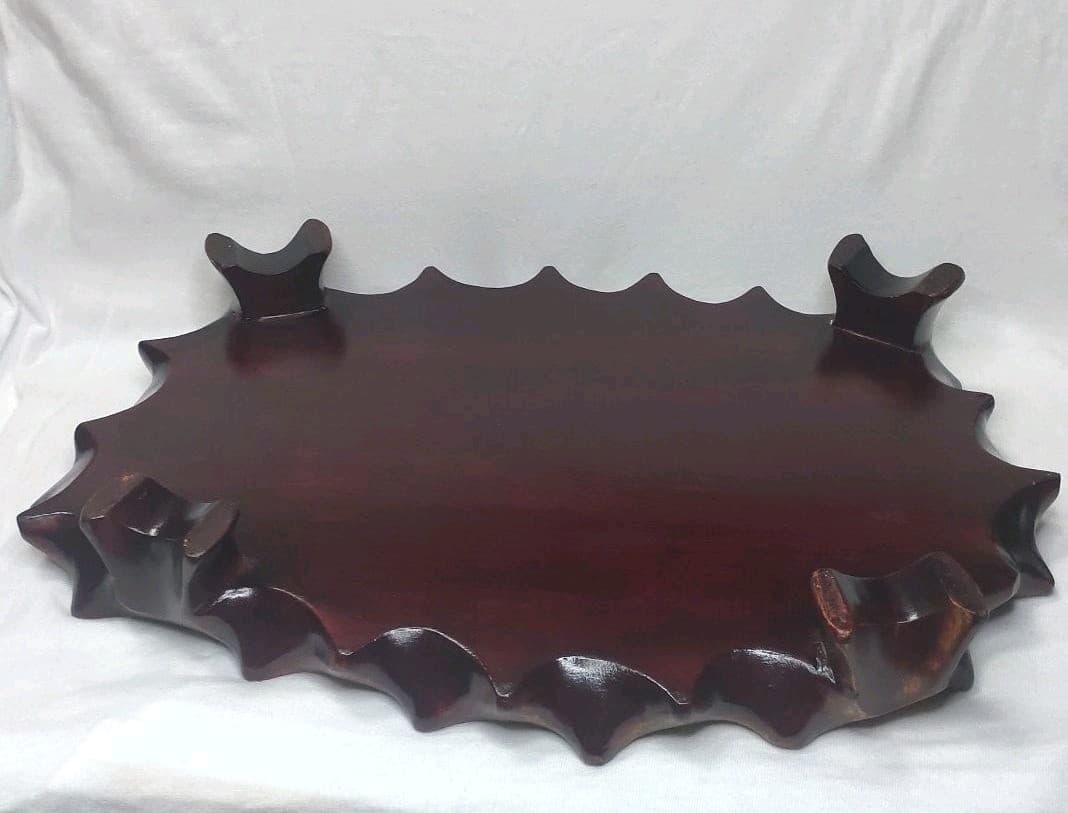 中国骨董 陶芸 香道具 在銘 作家物 木彫り台付き 置物 旧家蔵出し 送料無料