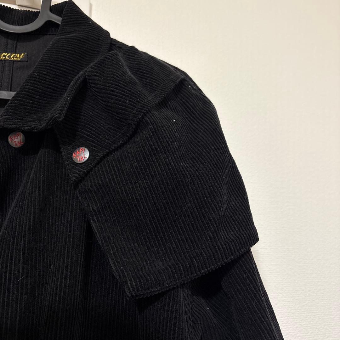 KAPITAL ブラック コーデュロイ トレンチコート