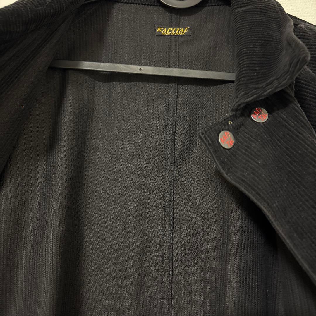 KAPITAL ブラック コーデュロイ トレンチコート