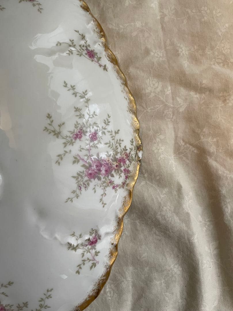 アンティーク リモージュ　大型　スープボウル　蓋付き　レードル添付