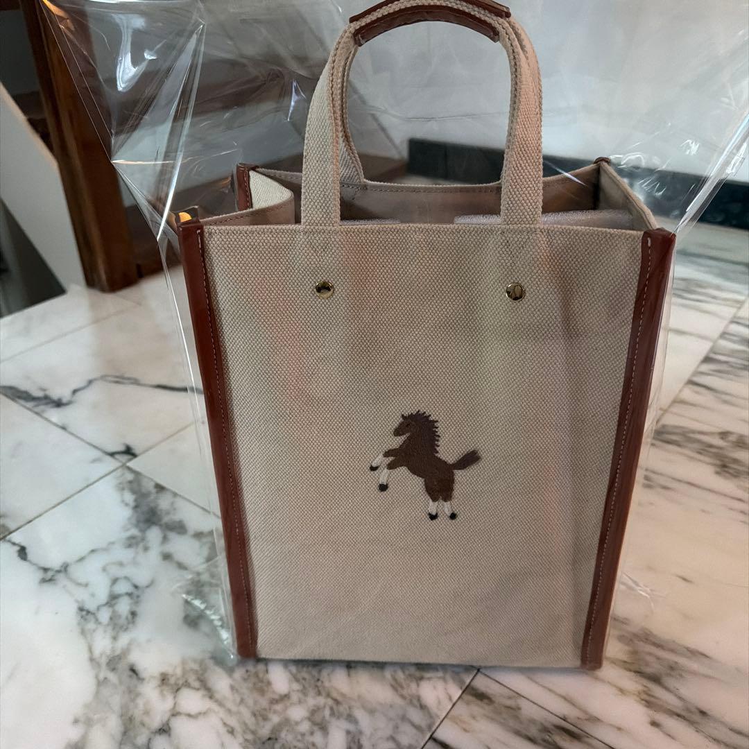 新品　SEVEN TEN ワンポイント馬の刺繍 キャンバストートバッグ　小