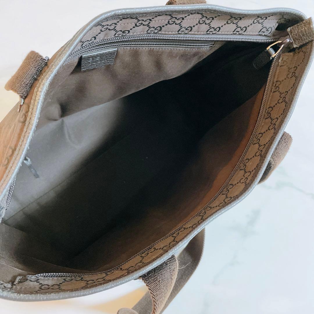 【GUCCI】美品★グッチ GG柄 トートバッグA4サイズ（ブラウン）