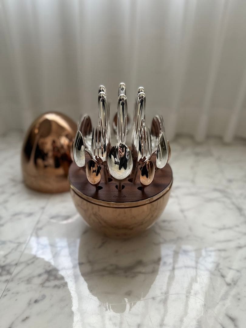 Sale クリストフル ムード ローズゴールド カトラリーセット 卵型収納