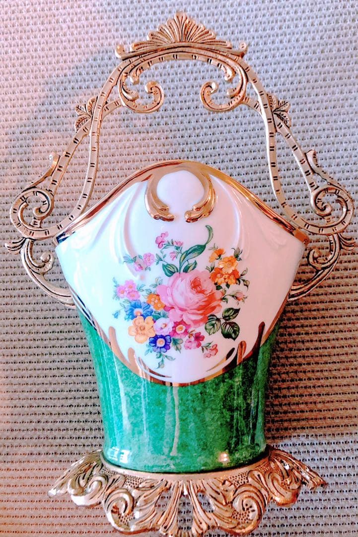 レア ヴィンテージ アンティーク 薔薇 花紋フラワーベース 高級 花瓶 貴重