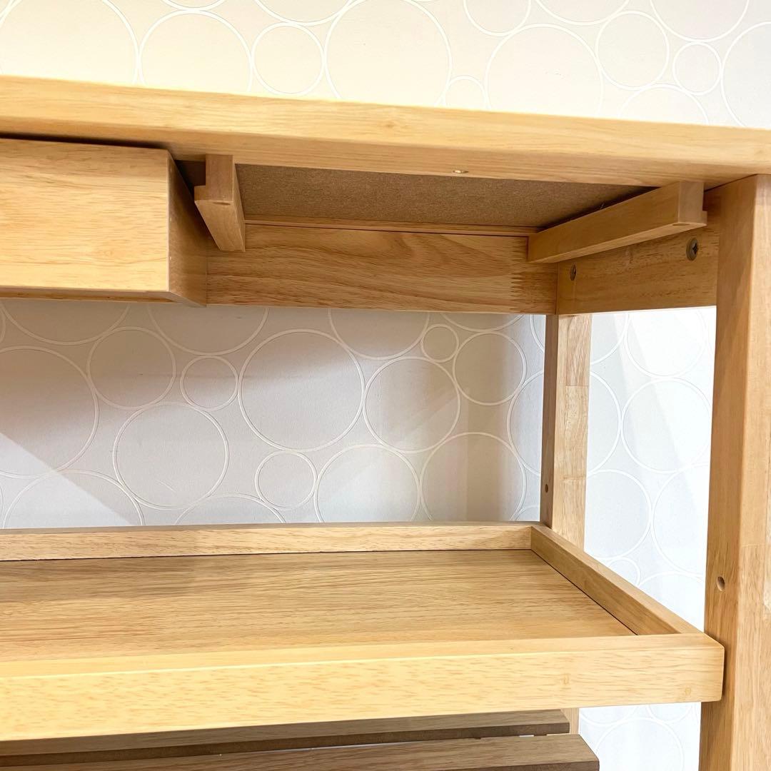 【美品】 タイル天板 木製キッチンワゴン キャスター付 北欧 収納棚 カントリー