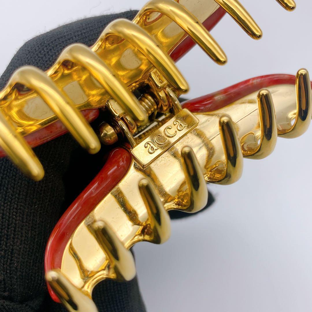 acca アッカ バービークリップ ヘアクリップ レッド 赤 マーブル 袋付き