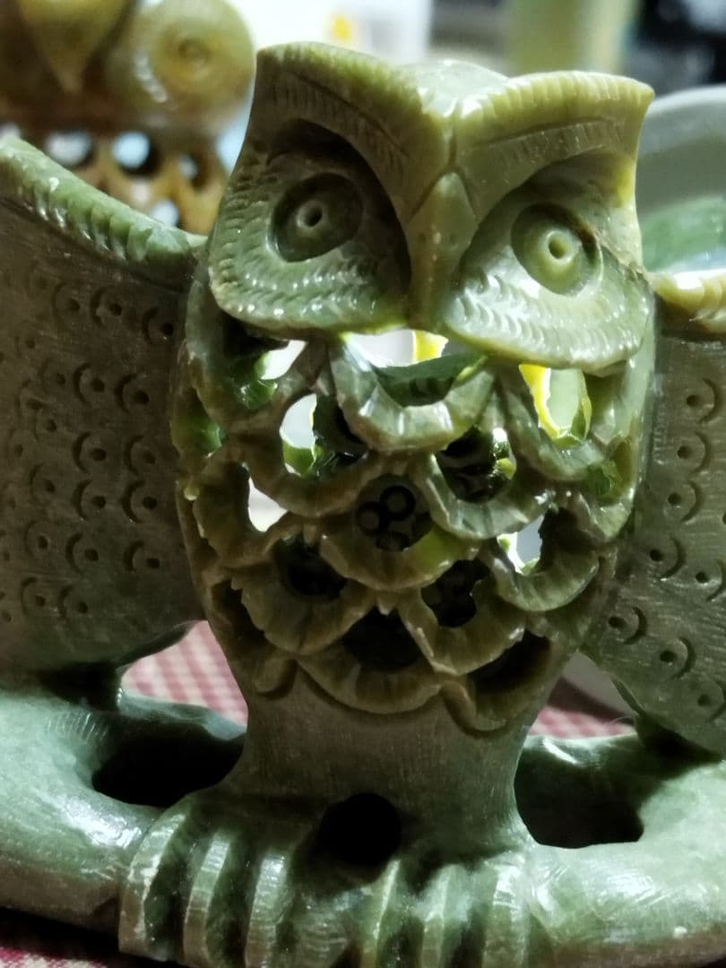 透し彫り　フクロウ　3点セット