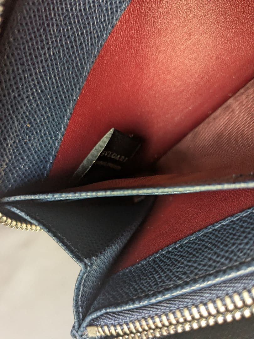 ブルガリ BVLGALI MAN 282588 ブルー　ジップウォレット　長財布