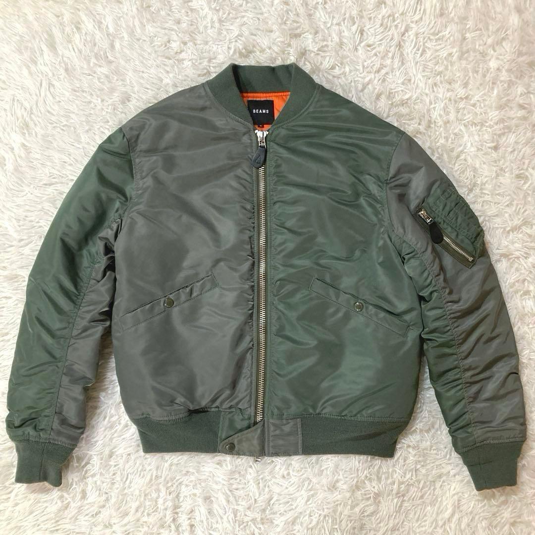 BEAMS MA-1 左右クレイジーパターン　裏地キルティング仕様 Mサイズ