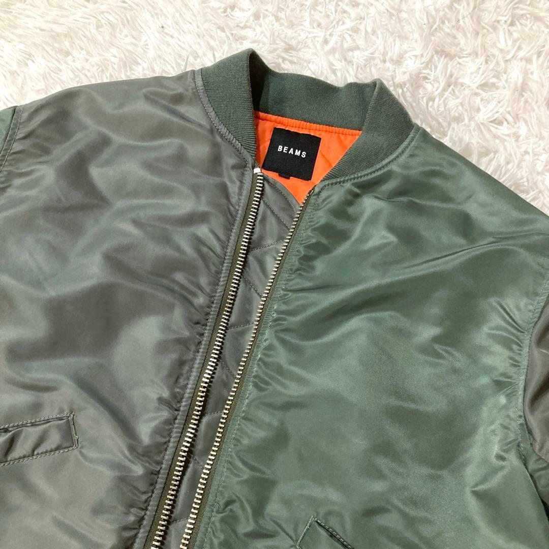 BEAMS MA-1 左右クレイジーパターン　裏地キルティング仕様 Mサイズ