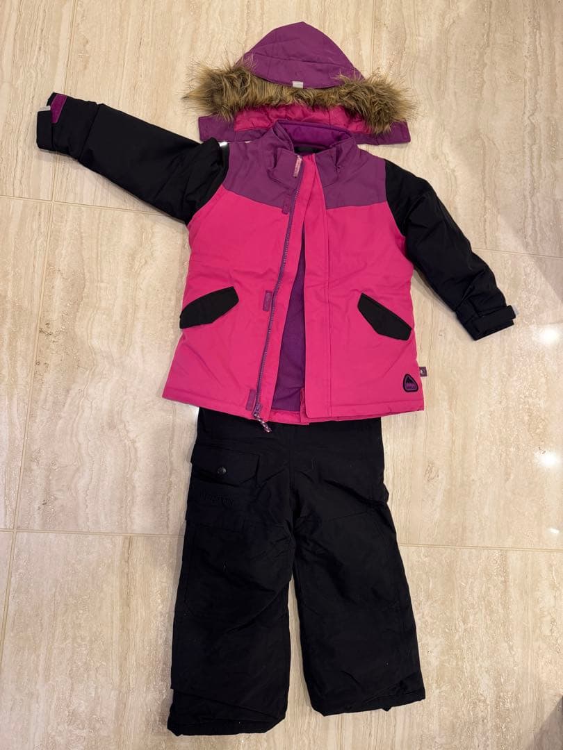 BURTON ガールズスキーウェア 4T ピンク/黒　セット104cm
