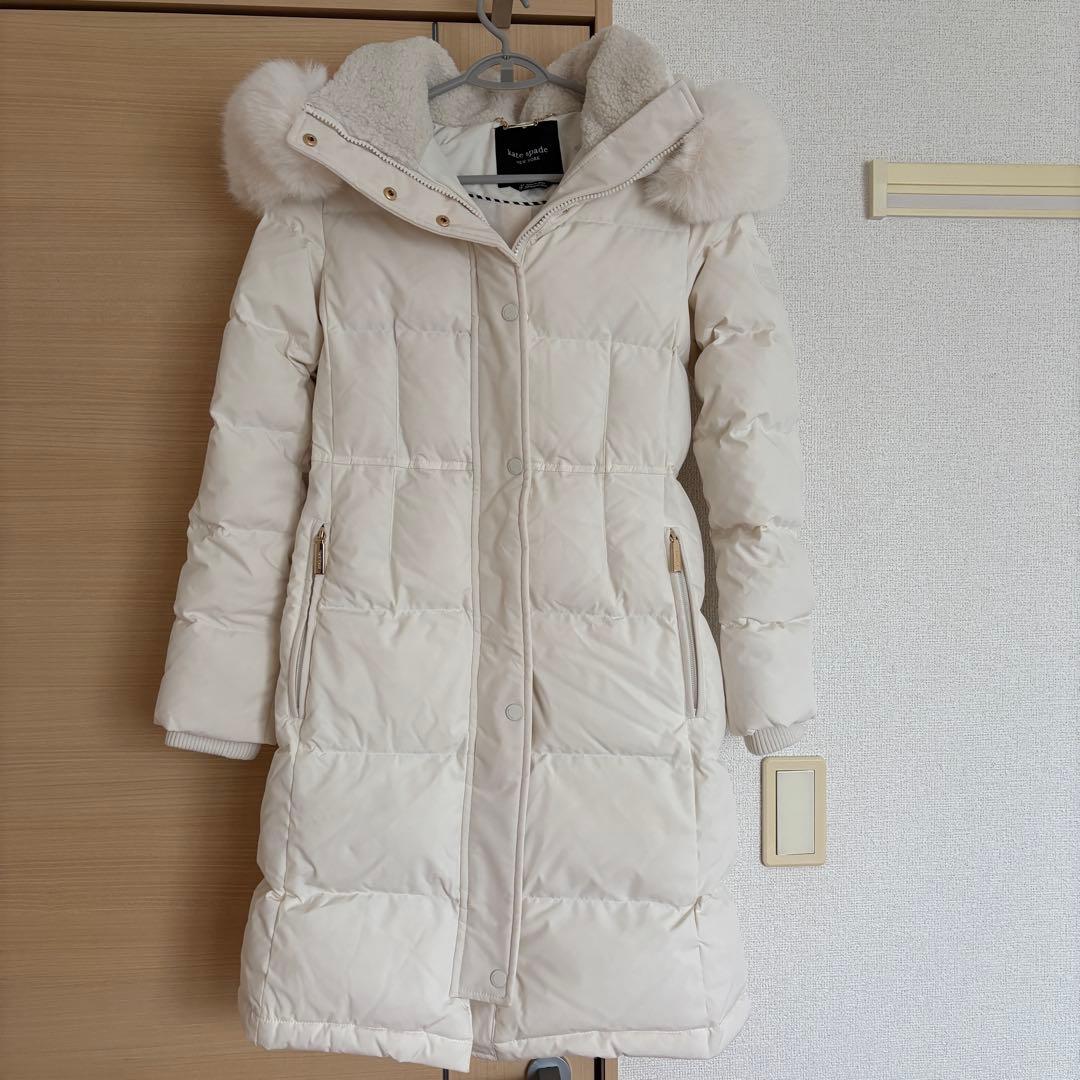 Kate Spadeケイトスペード フード付きロングダウンジャケットホワイトxs