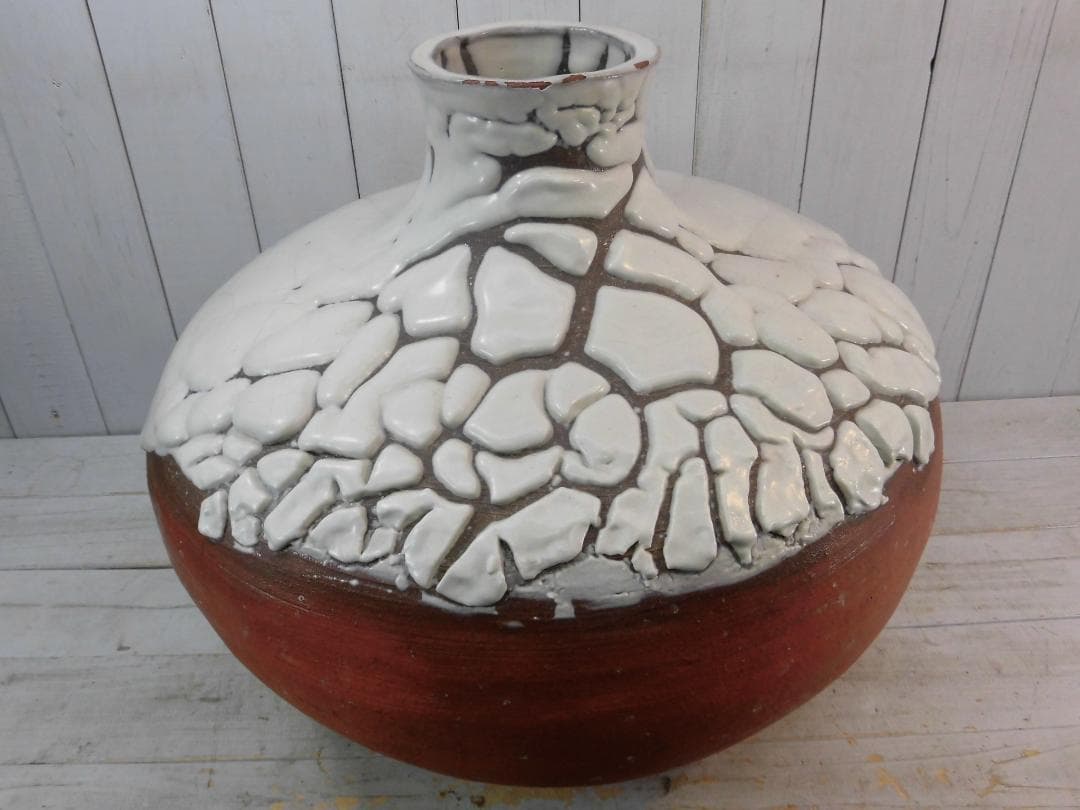 特大花瓶 花器 陶芸 陶器 産地作家等詳細不明 銘有 置物 床の間 G13221