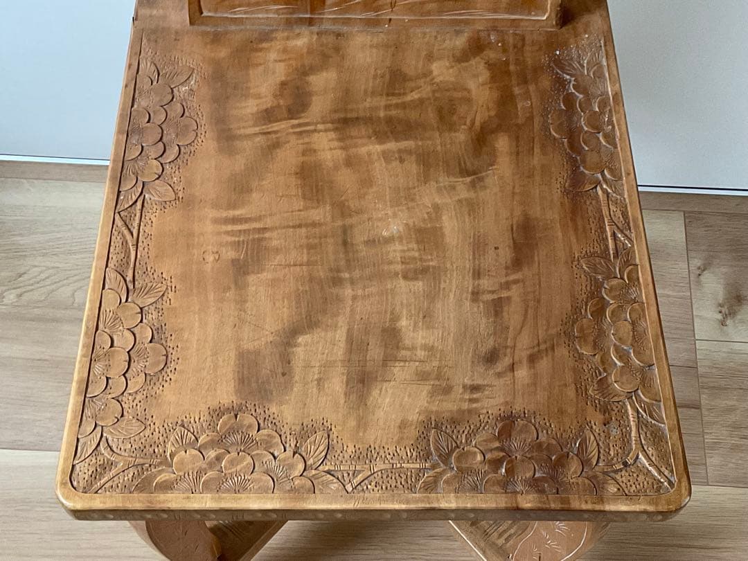 軽井沢彫り　桜彫刻　ダイニングチェア　椅子　イス　軽井沢彫　伝統工芸品