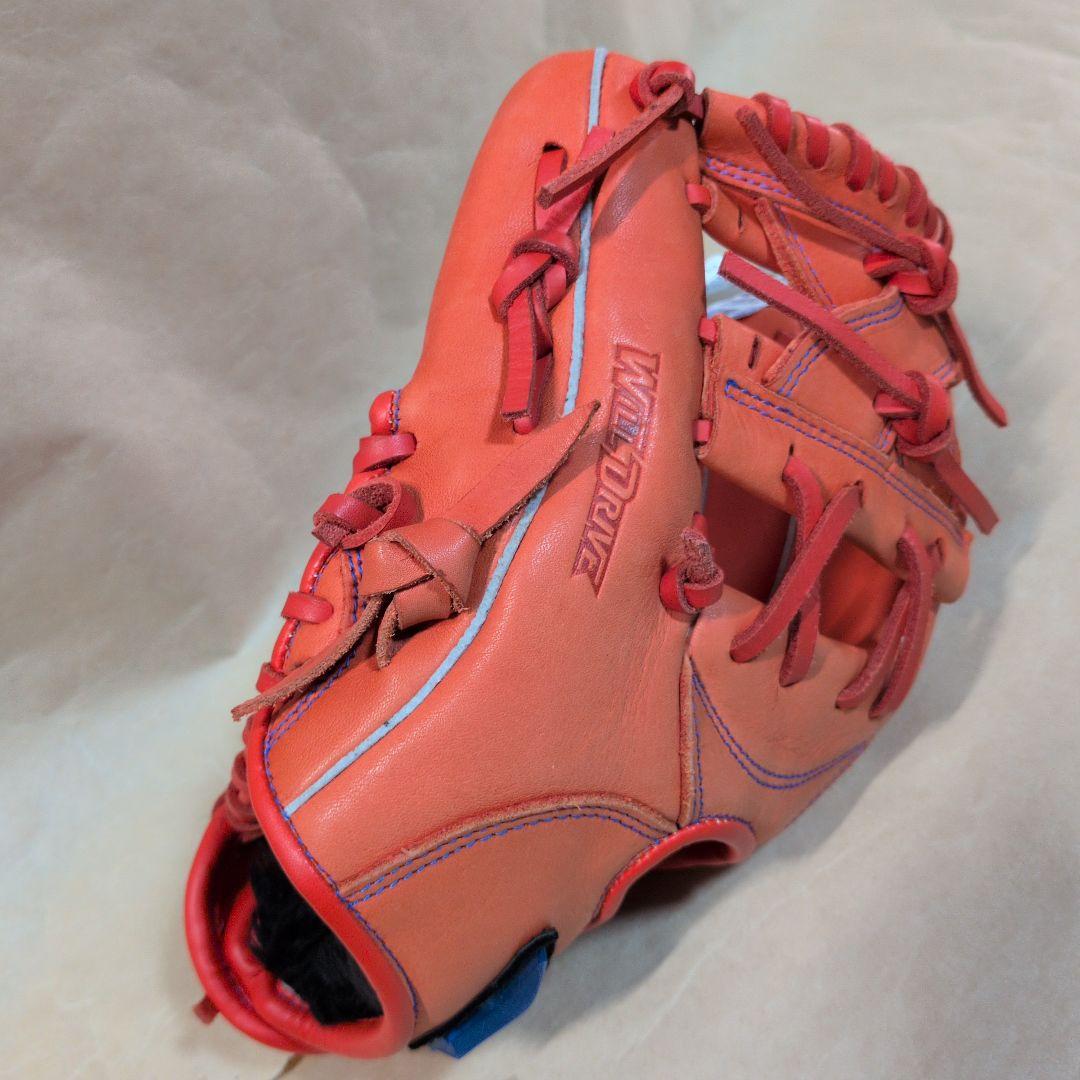 ミズノ:野球グローブ:少年軟式:左投げ:ジュニアサイズM :オレンジ色