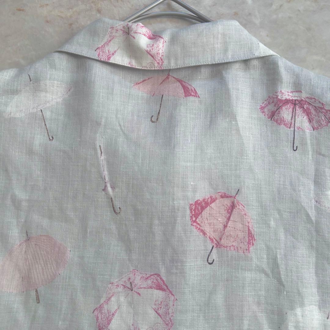 美品✨マドモアゼルノンノン　リネンシャツ　アンブレラ　傘　半袖　春夏