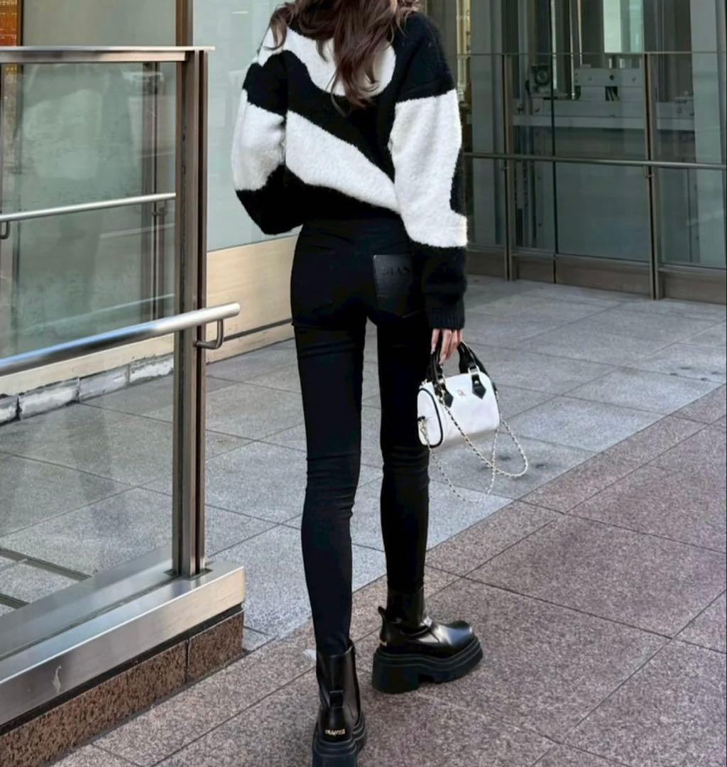 diante ハイウエスト　スキニー　デニム　ブラック