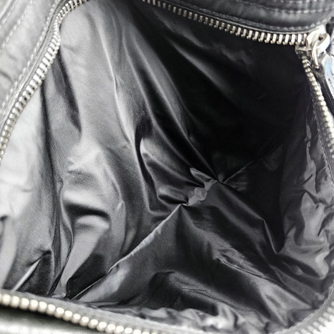 美品 プラダ PRADA 三角ロゴ レザー切替 ショルダー メッセンジャーバッグ